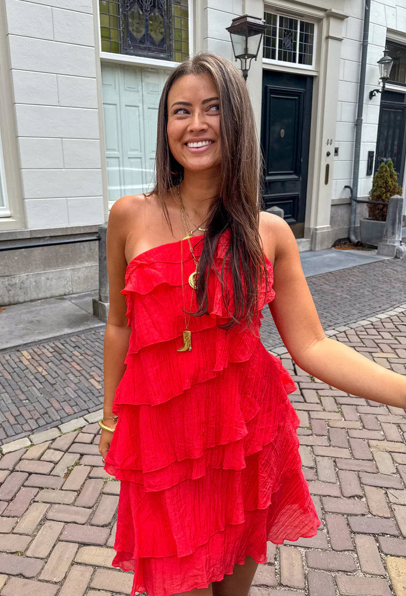 Alethea | Women's Tiered Ruffle Sleeveless Open Back Summer Mini Dress