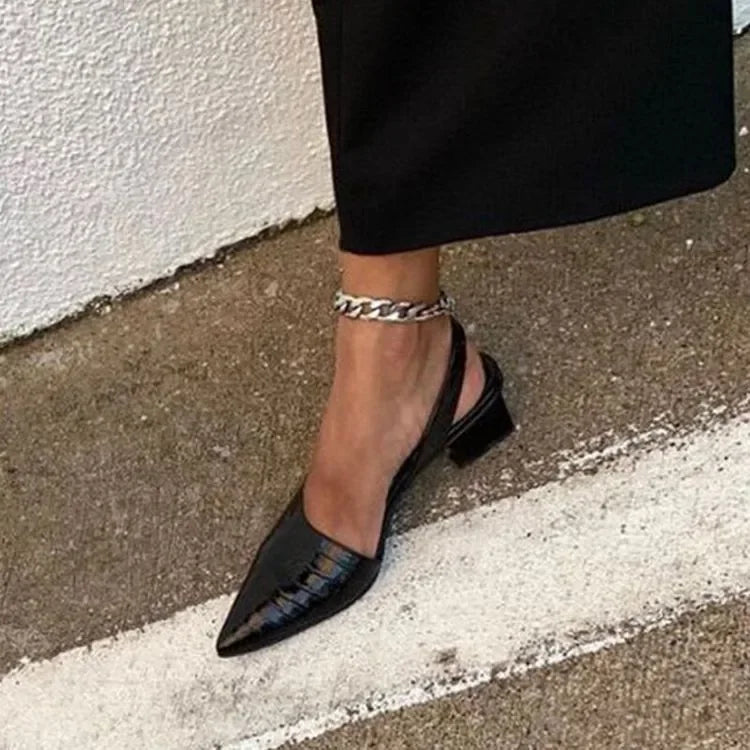 Alexa | Women’s Pointed Toe Block Heel Slingback Sandals