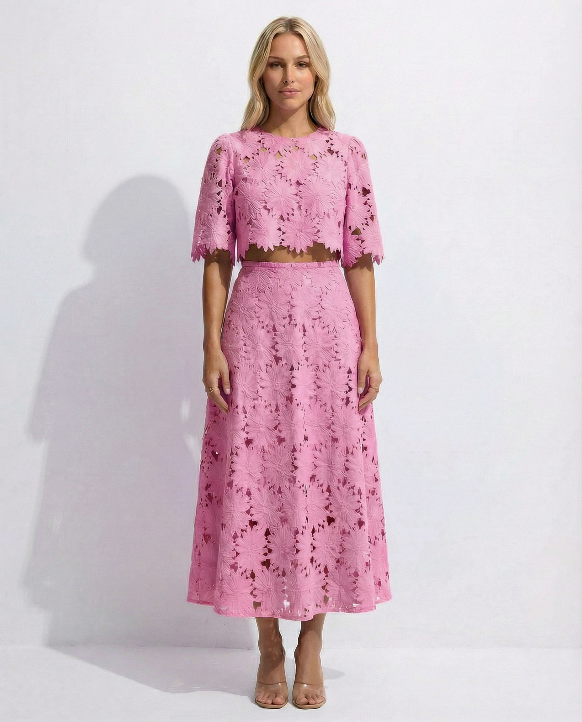 Alfonsina | Women's High Waisted Short Sleeve Two Piece Set