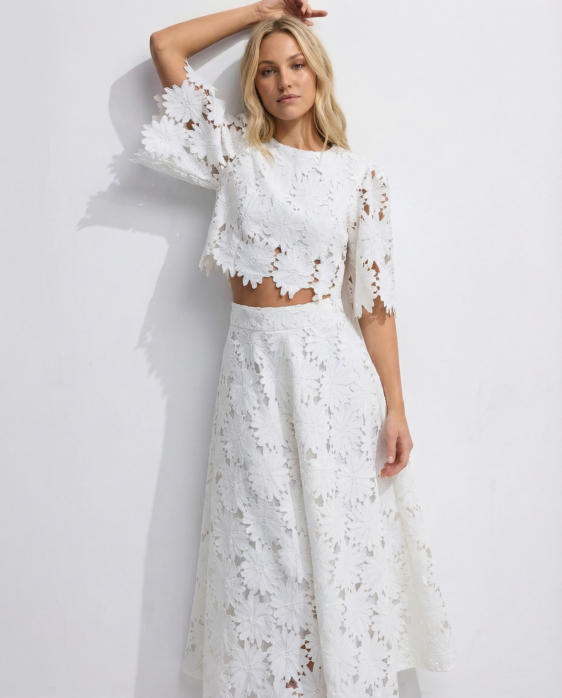 Alfonsina | Women's High Waisted Short Sleeve Two Piece Set