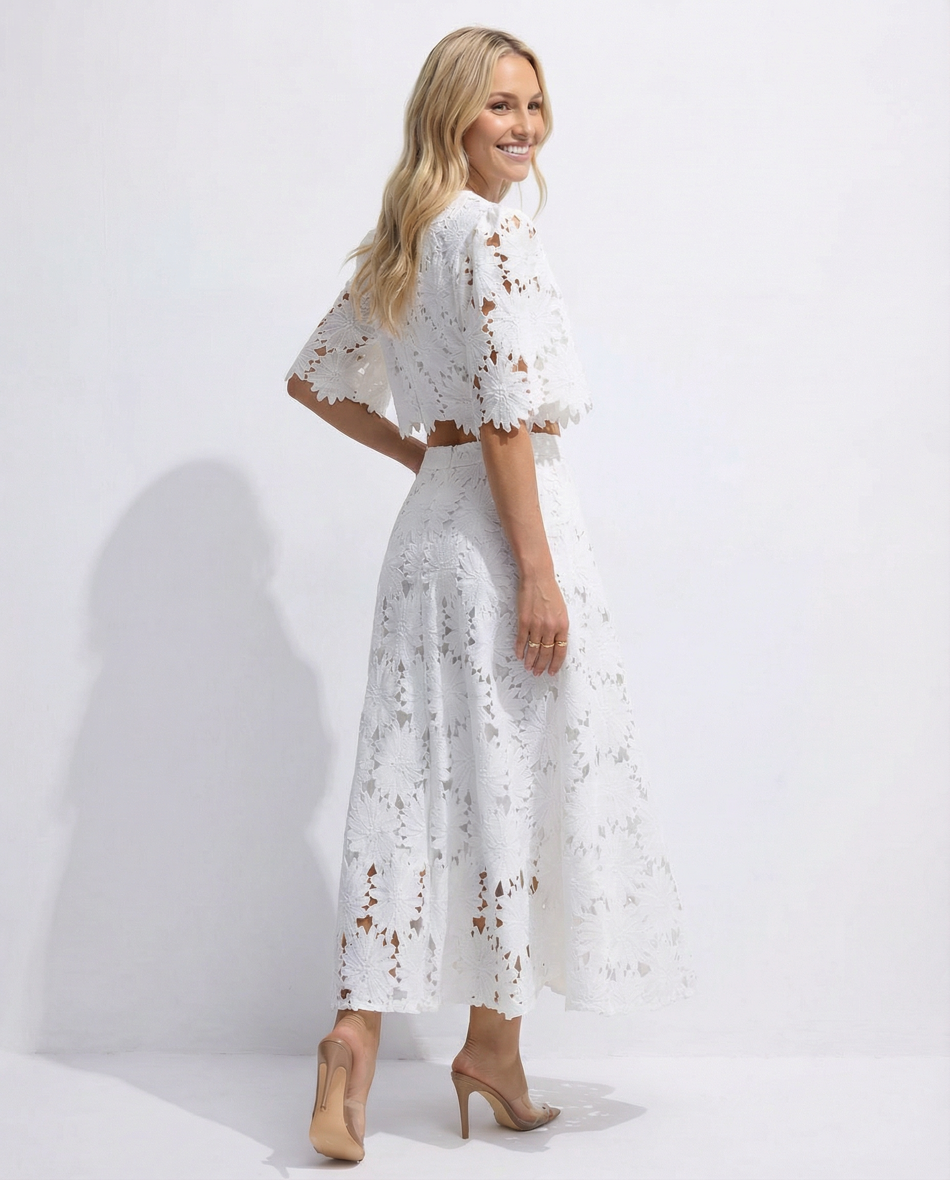 Alfonsina | Women's High Waisted Short Sleeve Two Piece Set