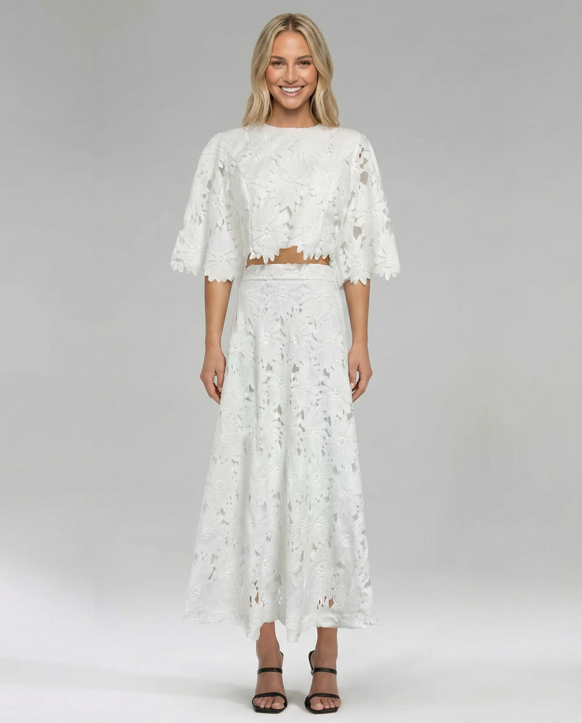Alfonsina | Women's High Waisted Short Sleeve Two Piece Set