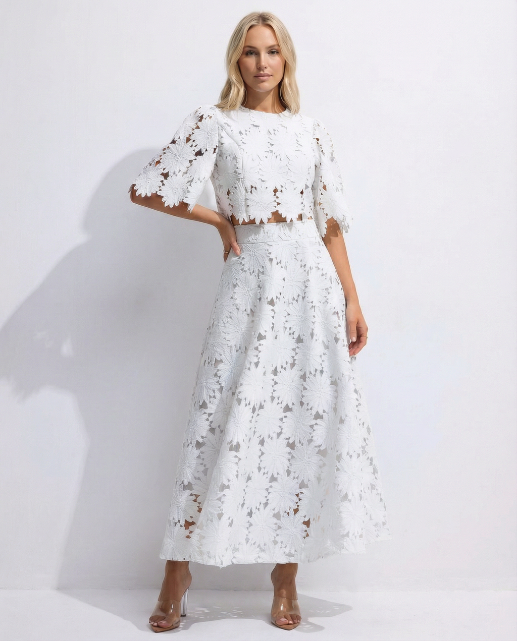Alfonsina | Women's High Waisted Short Sleeve Two Piece Set