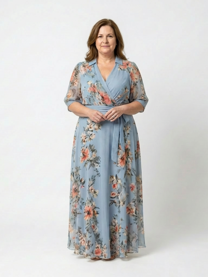 Alice | Women’s Short Sleeve Floral Wrap Waist Maxi Dress