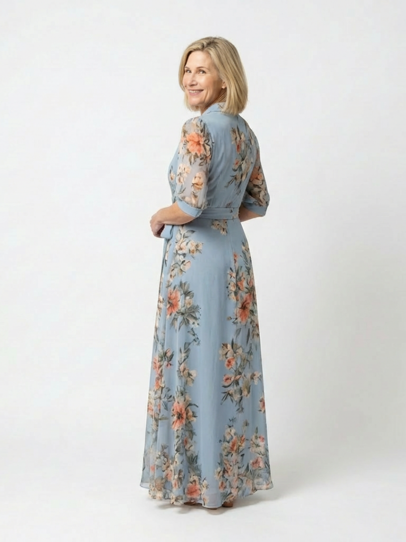 Alice | Women’s Short Sleeve Floral Wrap Waist Maxi Dress