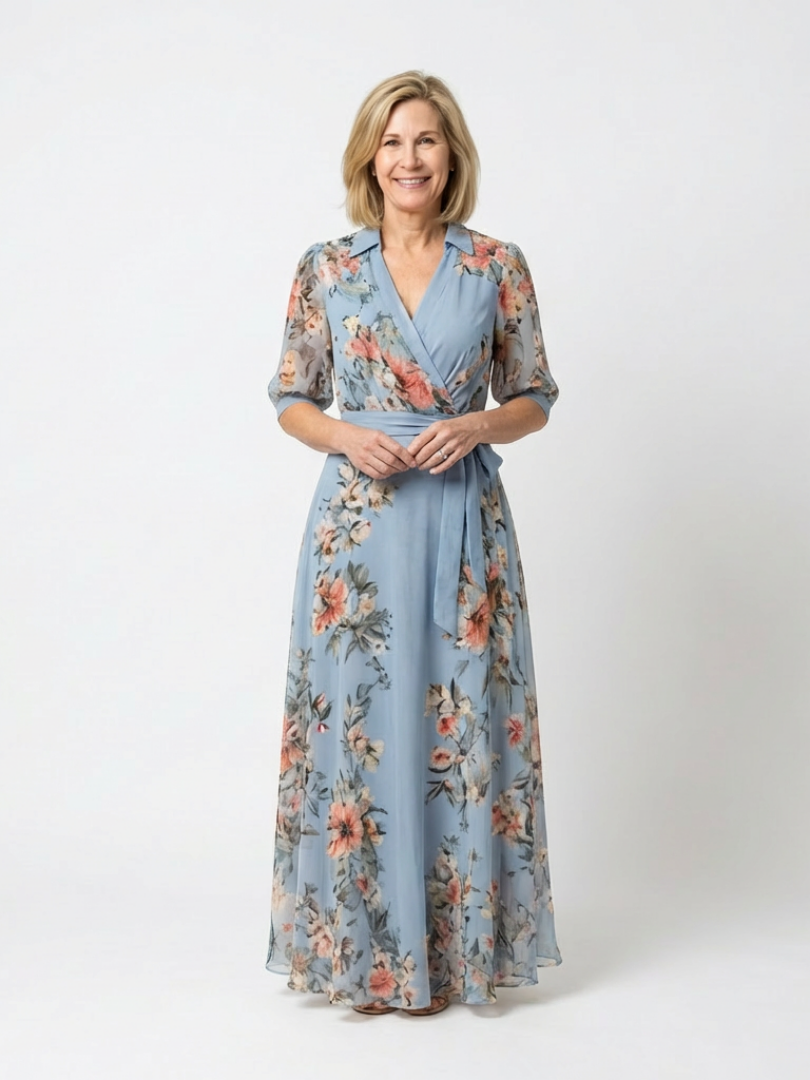 Alice | Women’s Short Sleeve Floral Wrap Waist Maxi Dress