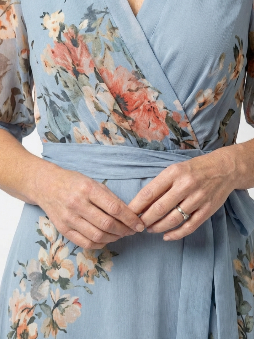 Alice | Women’s Short Sleeve Floral Wrap Waist Maxi Dress