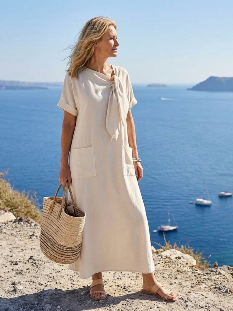 Alina | Women’s Short Sleeve Round Neck Maxi Dress