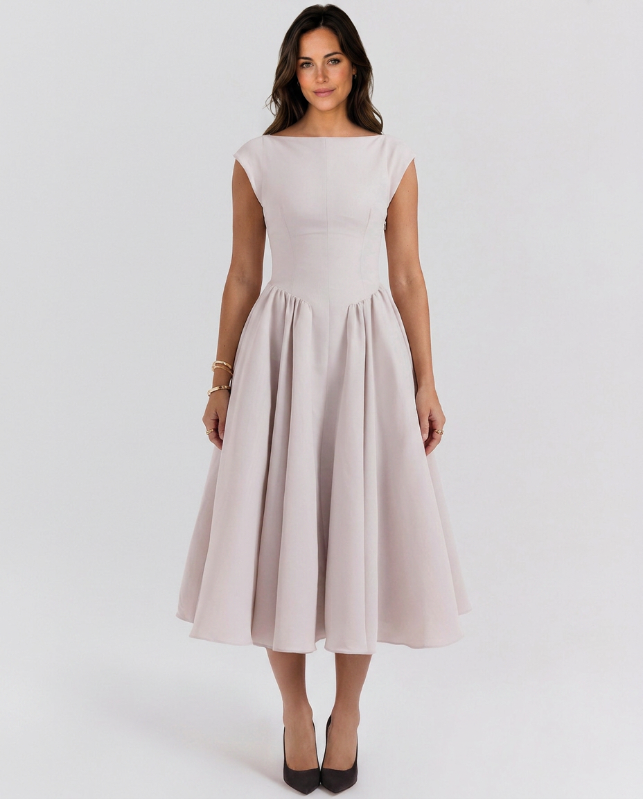 Aliona | Women's Fitted Sleeveless Flowy Wedding Guest Dress