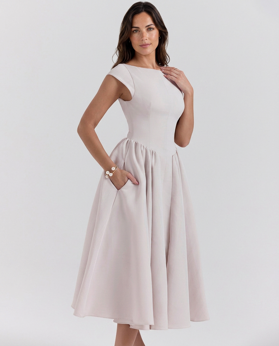 Aliona | Women's Fitted Sleeveless Flowy Wedding Guest Dress