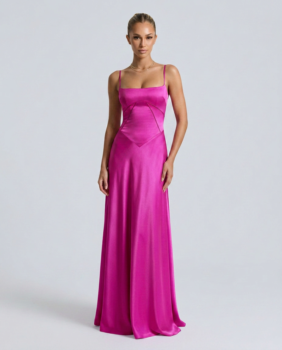 Alisar | Women's Square Neck Sleeveless Open Back Maxi Dress