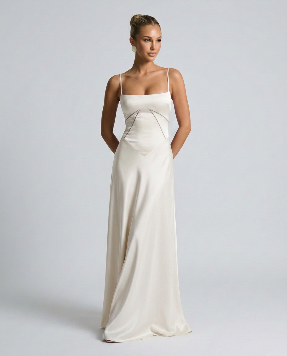 Alisar | Women's Square Neck Sleeveless Open Back Maxi Dress