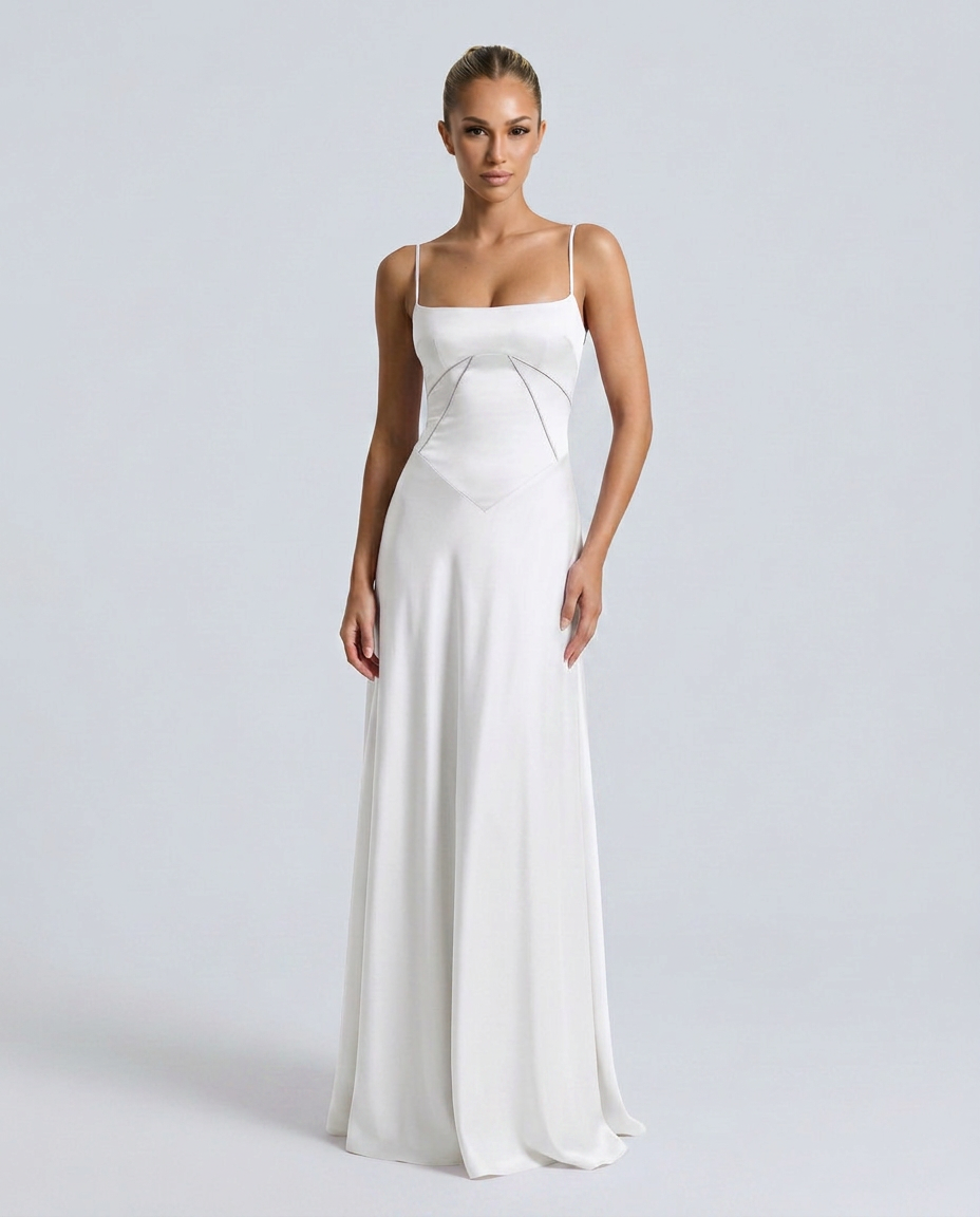 Alisar | Women's Square Neck Sleeveless Open Back Maxi Dress