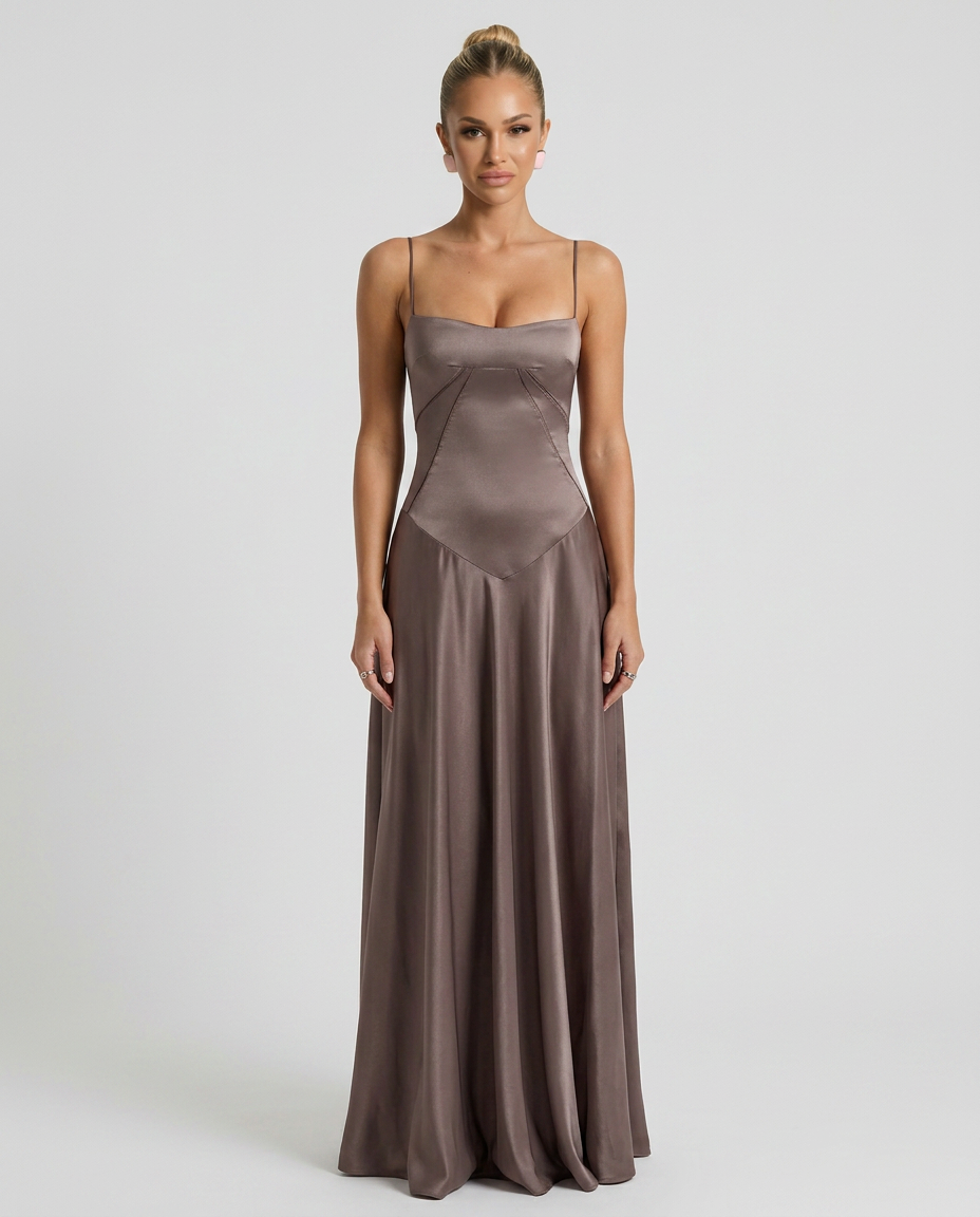 Alisar | Women's Square Neck Sleeveless Open Back Maxi Dress