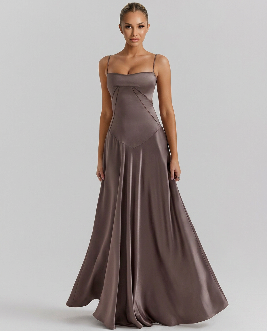 Alisar | Women's Square Neck Sleeveless Open Back Maxi Dress