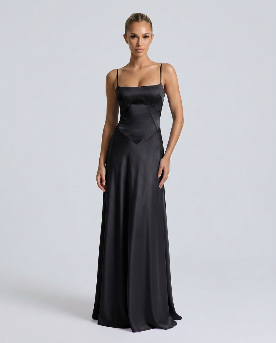 Alisar | Women's Square Neck Sleeveless Open Back Maxi Dress