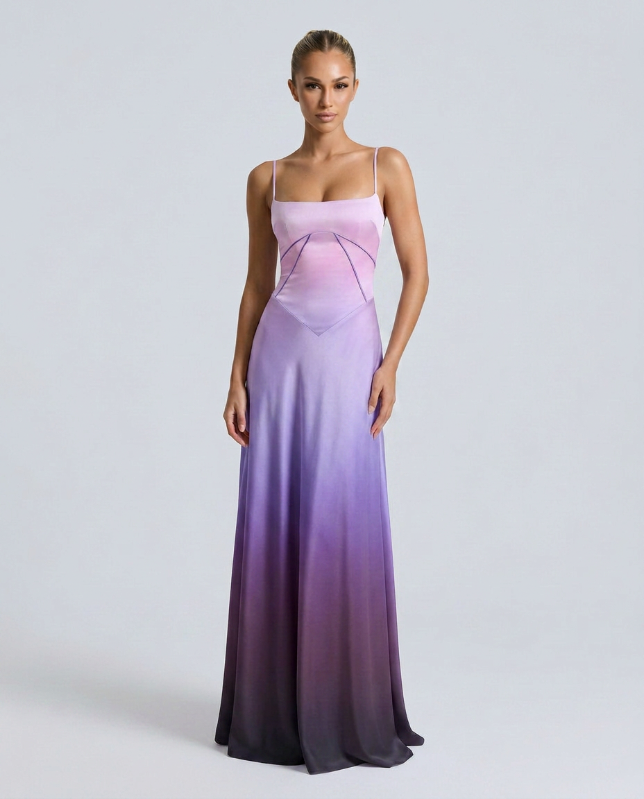 Alisar | Women's Square Neck Sleeveless Open Back Maxi Dress