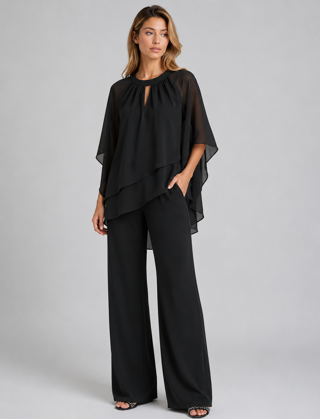 Alise | Women's Keyhole Neckline Flowy Two Piece Set