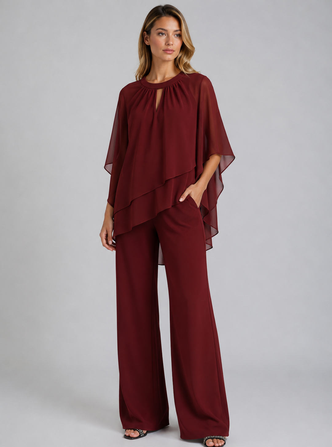 Alise | Women's Keyhole Neckline Flowy Two Piece Set