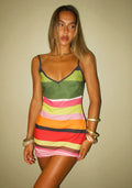 Alisha | Women's Striped Sleeveless V Neck Mini Dress