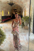 Alishba | Women's V-Neck Sleeveless Zigzag Flowy Maxi Dress