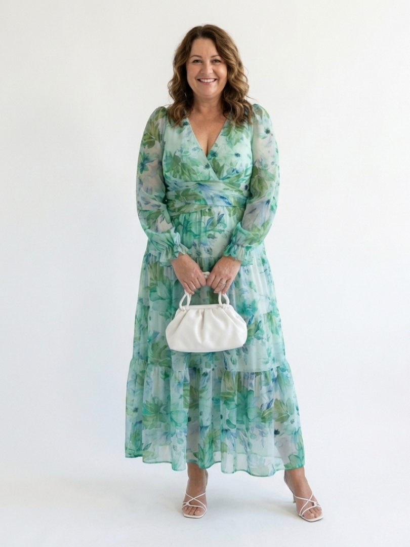 Alissa | Women’s V Neck Long Sleeve Floral Print Maxi Dress