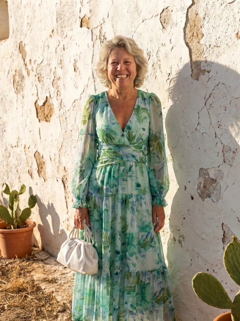 Alissa | Women’s V Neck Long Sleeve Floral Print Maxi Dress