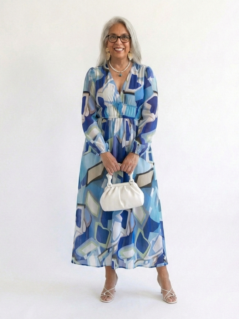 Alissa | Women’s V Neck Long Sleeve Floral Print Maxi Dress