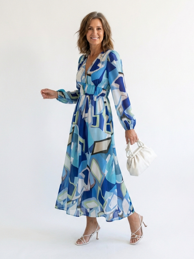 Alissa | Women’s V Neck Long Sleeve Floral Print Maxi Dress