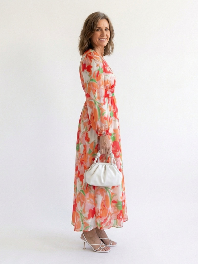 Alissa | Women’s V Neck Long Sleeve Floral Print Maxi Dress
