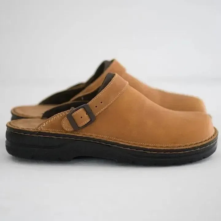 Alister | Men’s Slip On Buckle Strap Round Toe Clogs