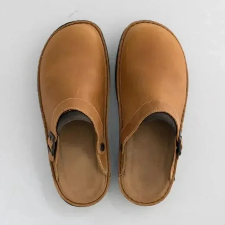 Alister | Men’s Slip On Buckle Strap Round Toe Clogs
