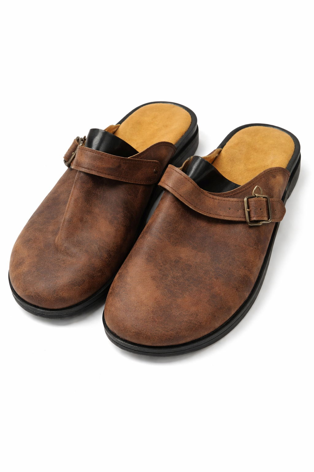 Alister | Men’s Slip On Buckle Strap Round Toe Clogs