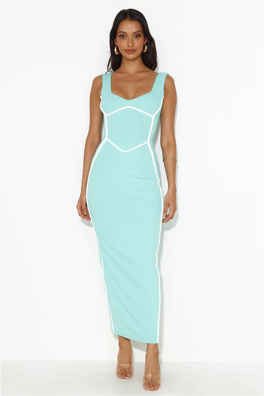 Alita | Women's Strappy Bodycon Sleeveless Scoop Neck Maxi Dress