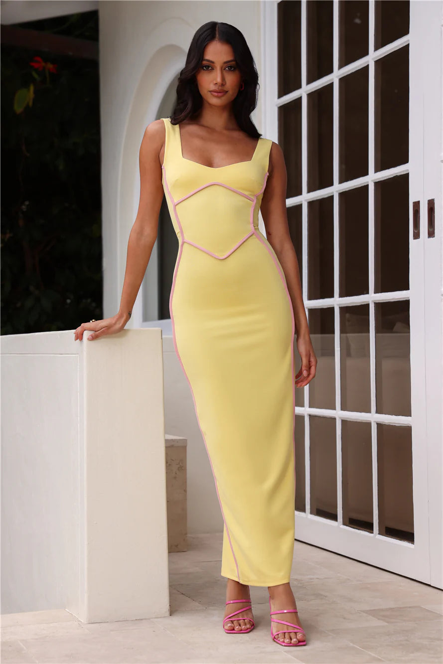 Alita | Women's Strappy Bodycon Sleeveless Scoop Neck Maxi Dress