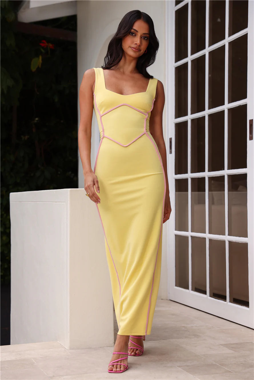Alita | Women's Strappy Bodycon Sleeveless Scoop Neck Maxi Dress