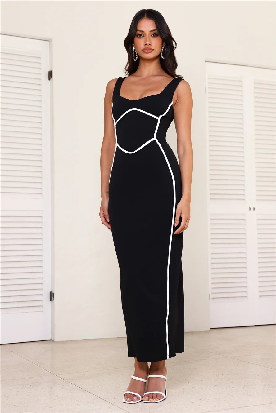 Alita | Women's Strappy Bodycon Sleeveless Scoop Neck Maxi Dress
