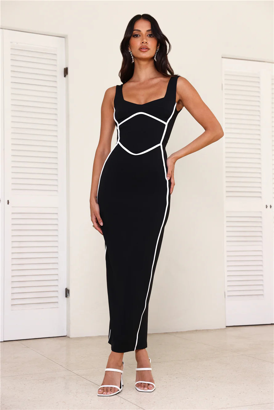 Alita | Women's Strappy Bodycon Sleeveless Scoop Neck Maxi Dress