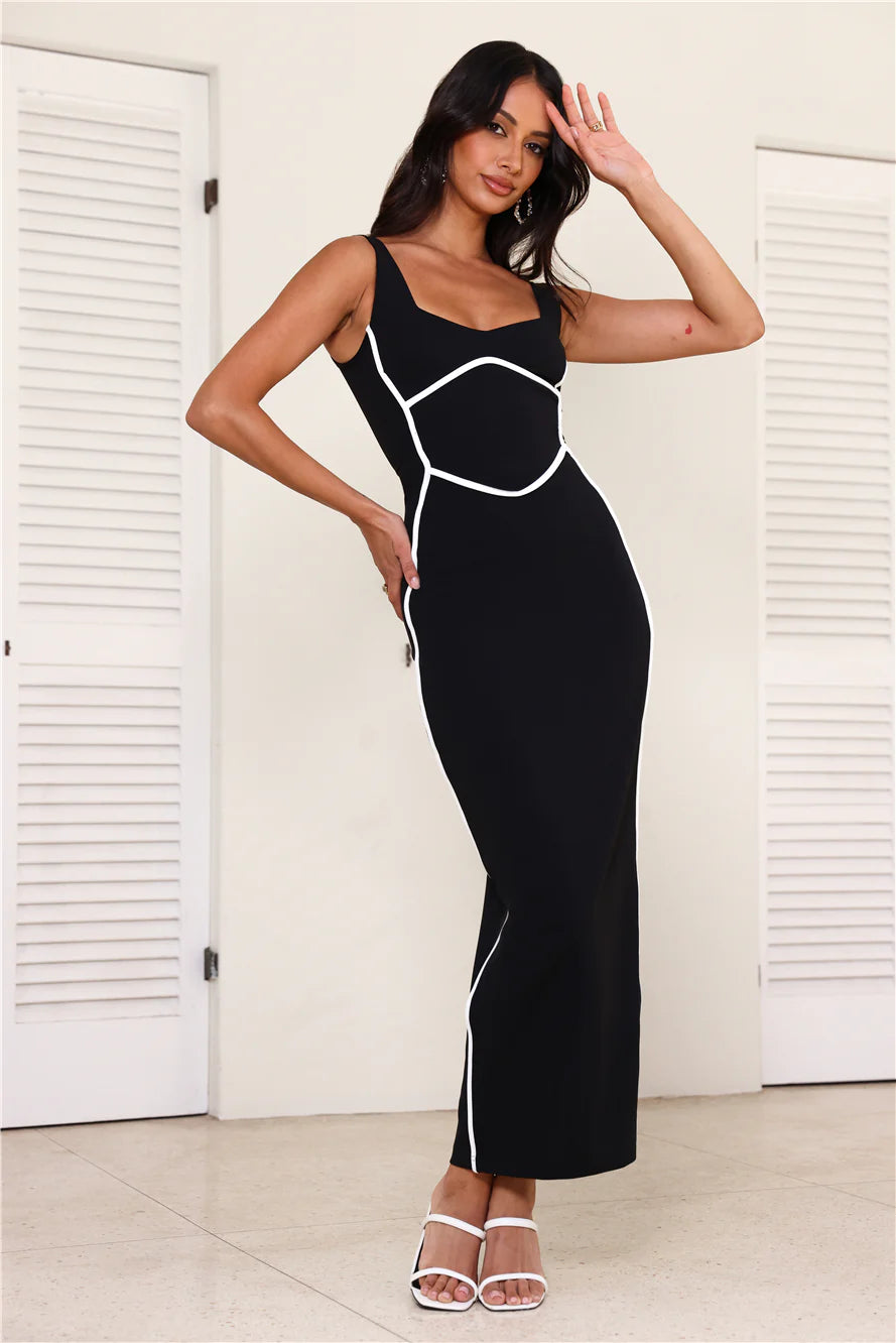 Alita | Women's Strappy Bodycon Sleeveless Scoop Neck Maxi Dress