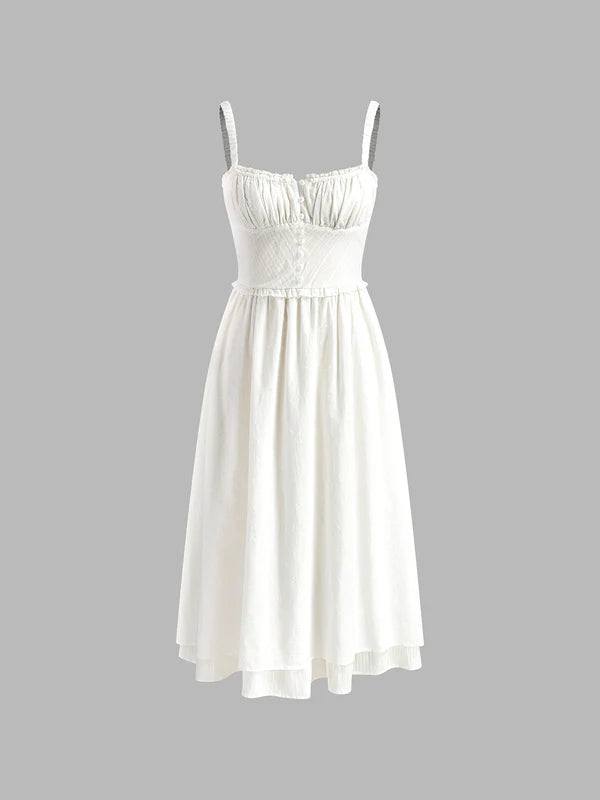 Alizee | Women's Ruffle Hem Sweetheart Neck Midi Dress