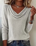 Allana | Women’s Cowl Neck Ribbed Long Sleeve Sweater