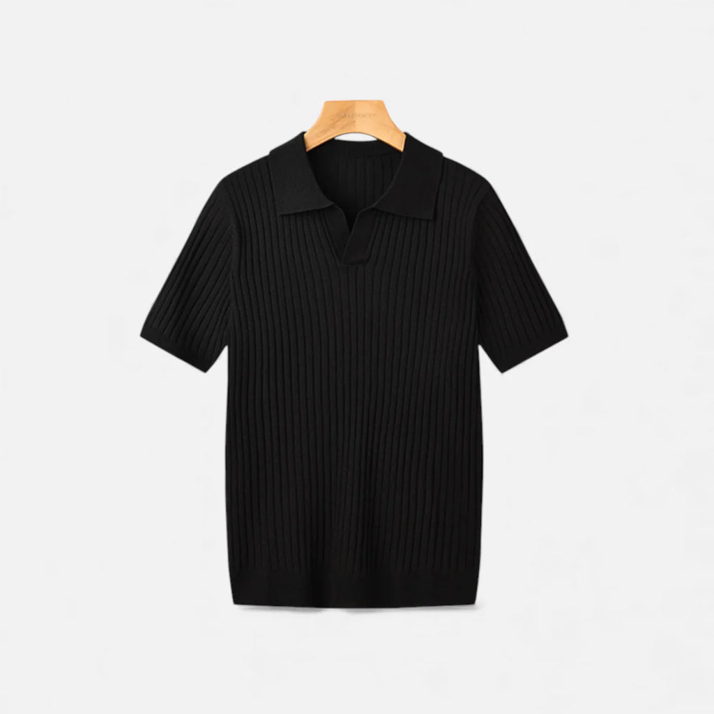 Allen | Men’s Short Sleeve Textured Ribbed Polo Shirt