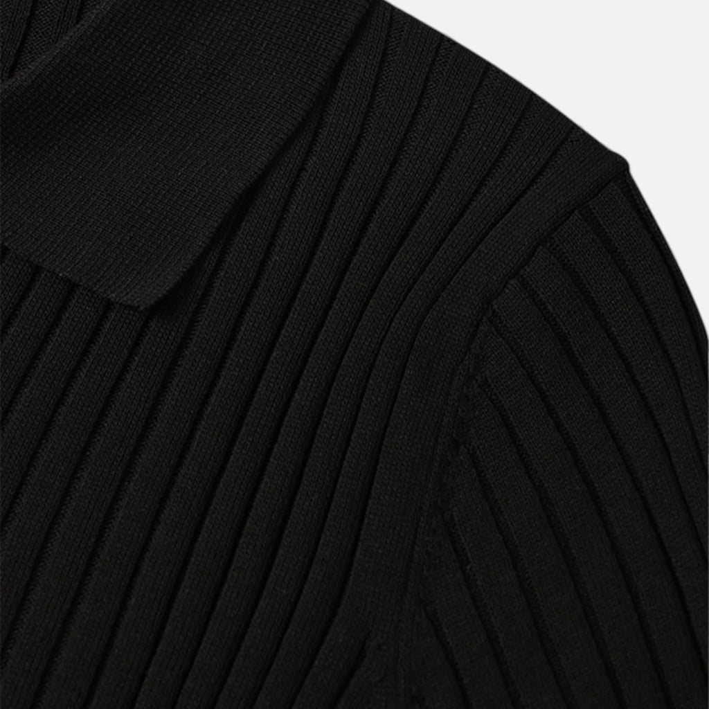 Allen | Men’s Short Sleeve Textured Ribbed Polo Shirt