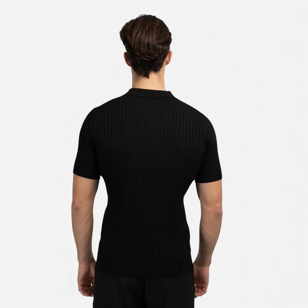 Allen | Men’s Short Sleeve Textured Ribbed Polo Shirt