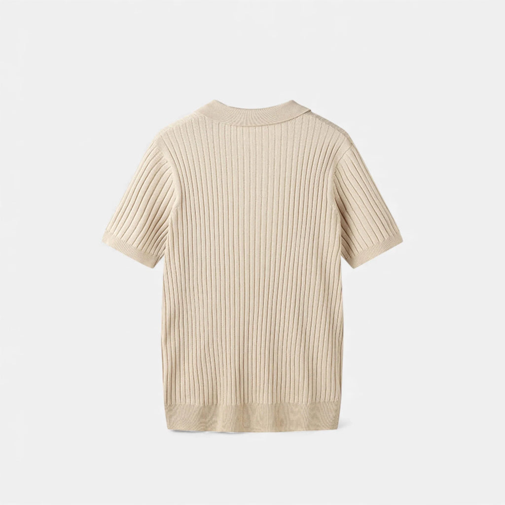 Allen | Men’s Short Sleeve Textured Ribbed Polo Shirt