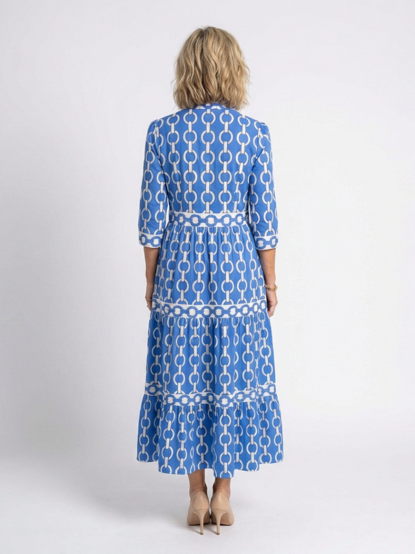 Allie | Women’s Chain Print Collared Midi Dress