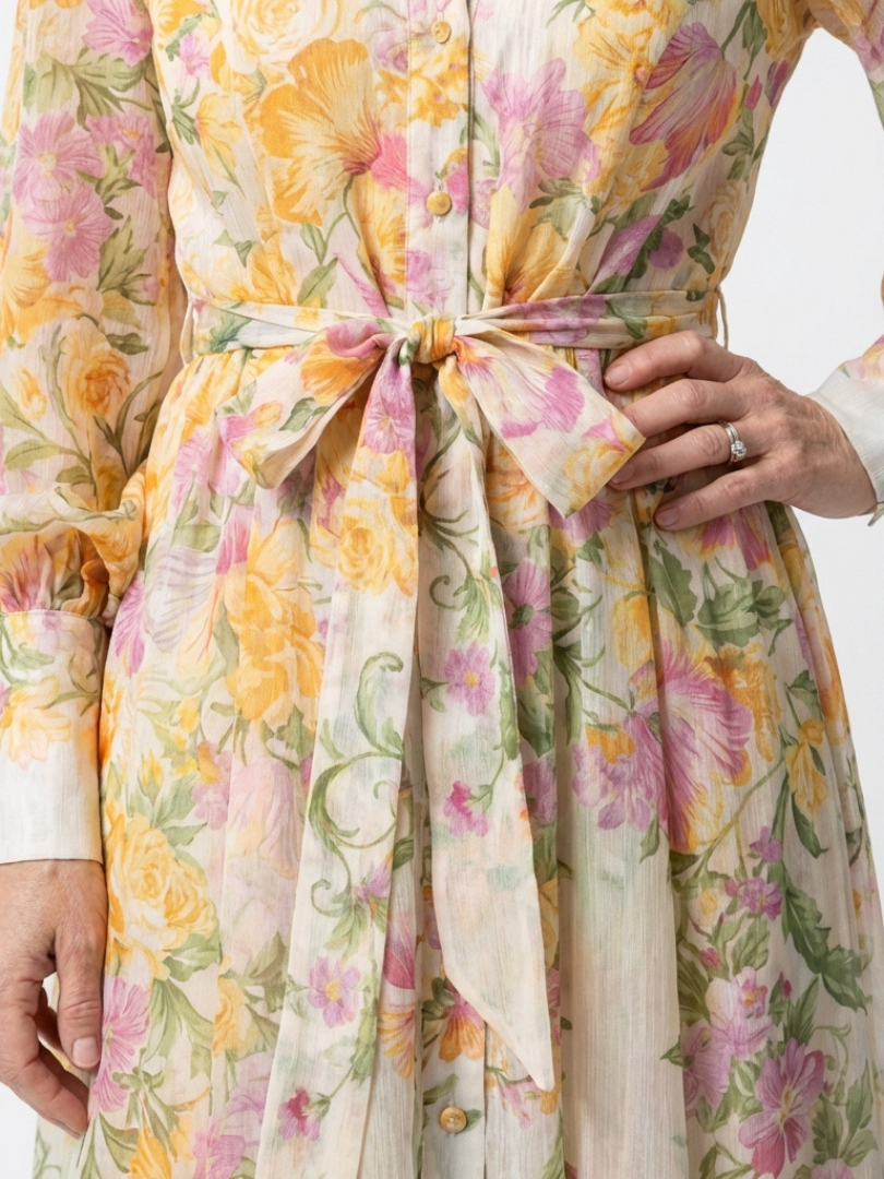 Allison | Women’s Floral Print Button Front Maxi Dress