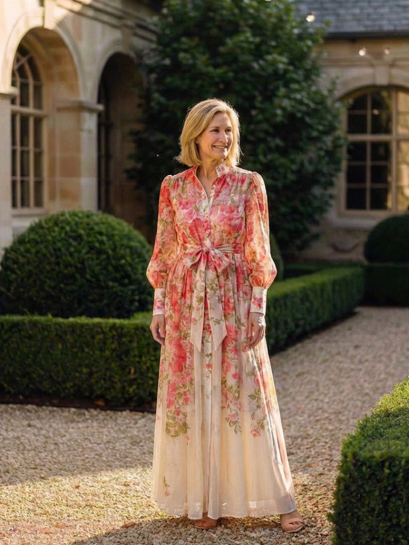 Allison | Women’s Floral Print Button Front Maxi Dress