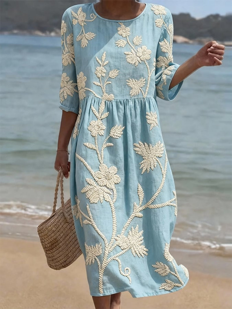 Allura | Women's Round Neck Flowy Wedding Guest Dress