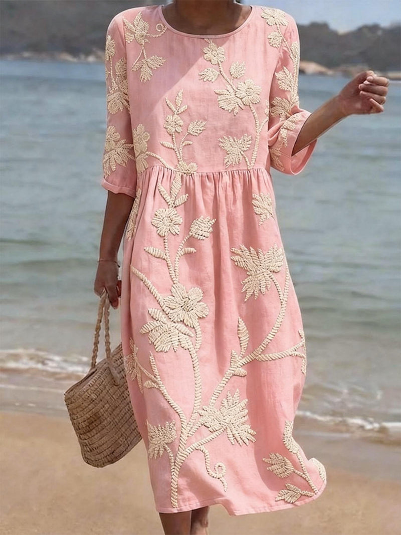 Allura | Women's Round Neck Flowy Wedding Guest Dress